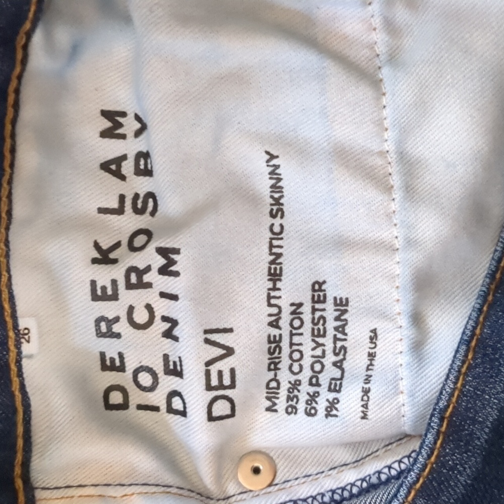 DEREK LAM* Crosby 10 'Devi' mid rise authentic skinny jean medium wash 15" flat - Picture 7 of 11